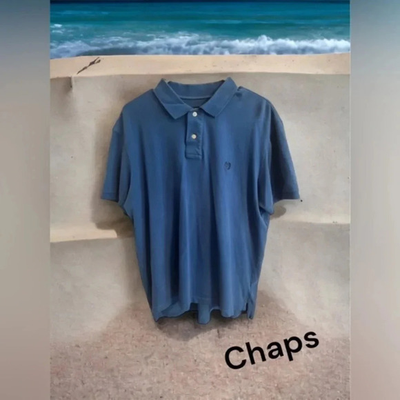 Chaps Mens Blue Stretch Polo‎ Shirt - Picture 2 of 5